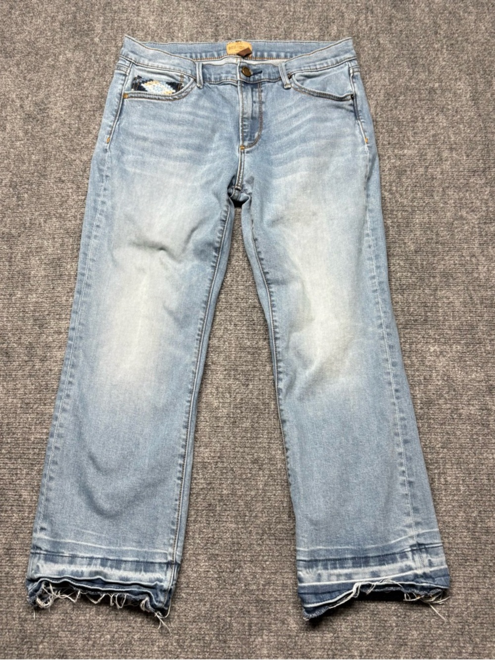 Driftwood Jeans Womens 29x25 BlueColette Embroidered Crop Straight Boho Sundance
